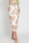 Front view - Ivory Paisley Satin Wrap Midi Skirt