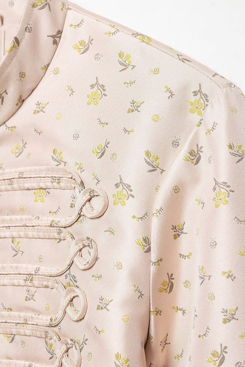 Blush Floral Military Cropped Jacket