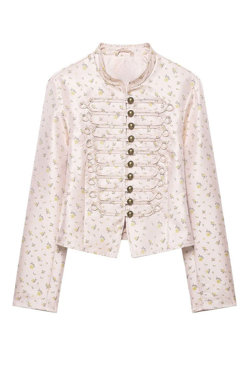 Ghost mannequin - Blush Floral Military Cropped Jacket