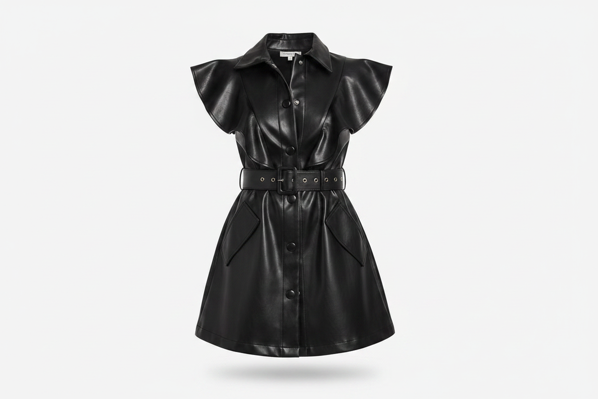 Faux Leather Dress Floating