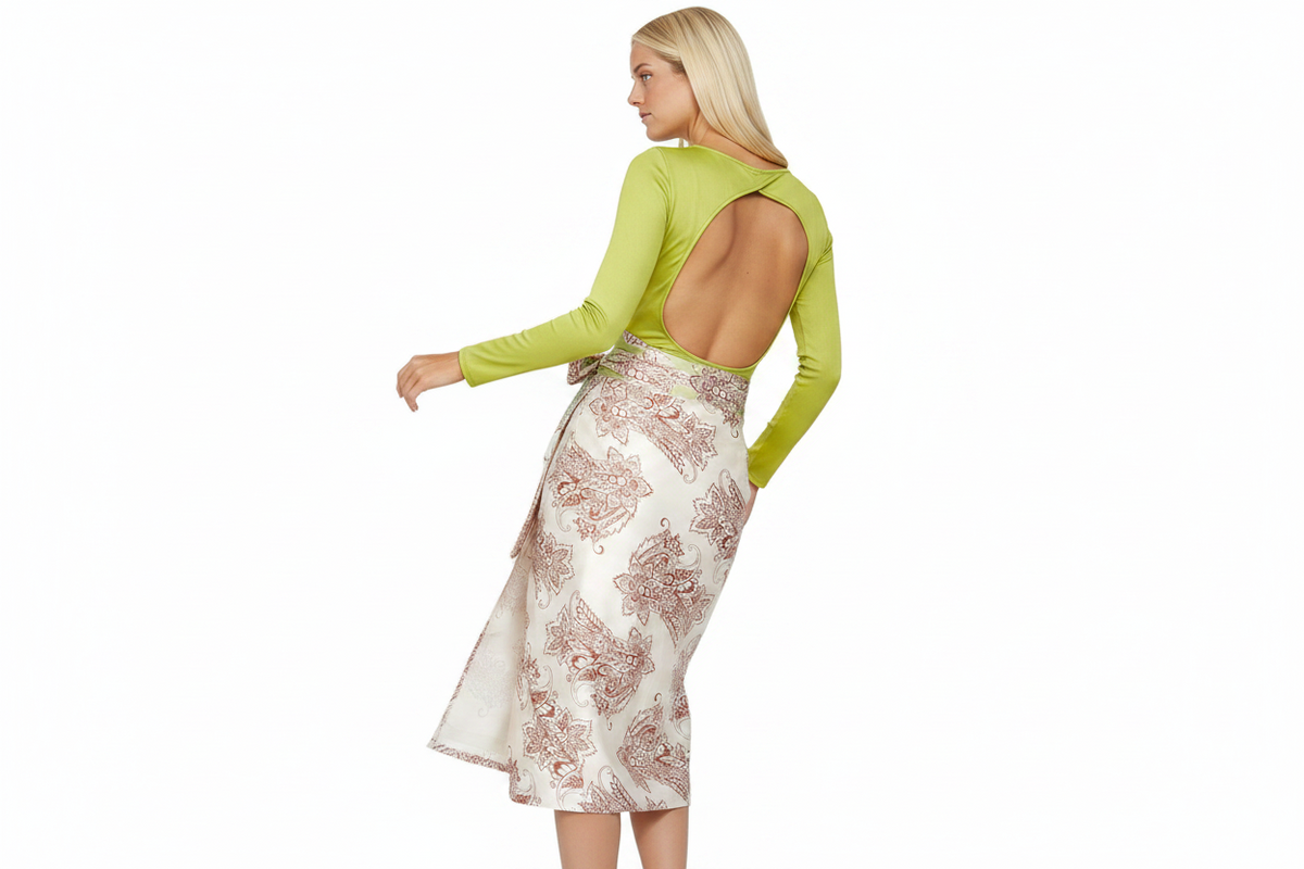 Chartreuse One-Sleeve Open Back Bodysuit