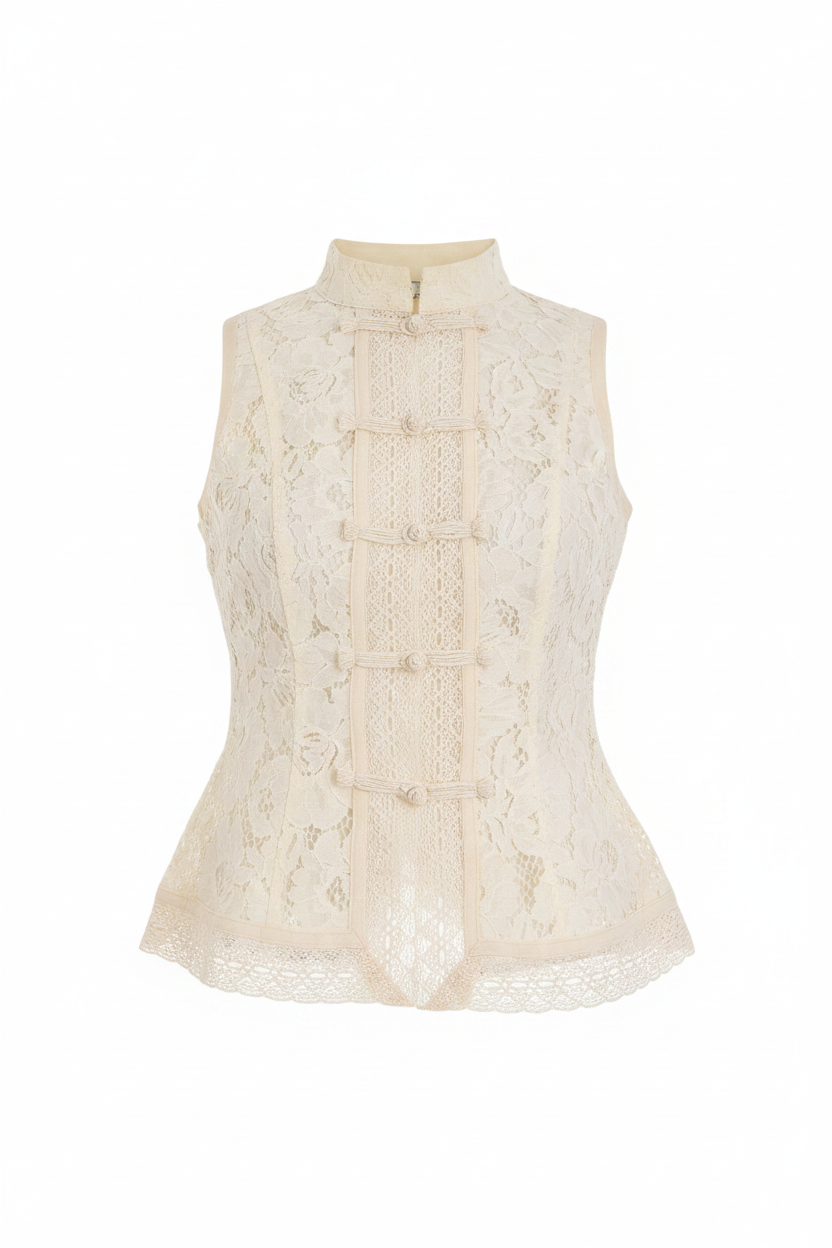Ghost mannequin - Ivory Floral Lace Top