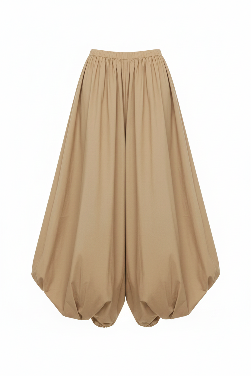 Khaki Parachute Pants - Bubble Hem